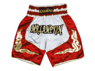 定制名字拳击短裤 : KNBXCUST-2043-白色-紅色